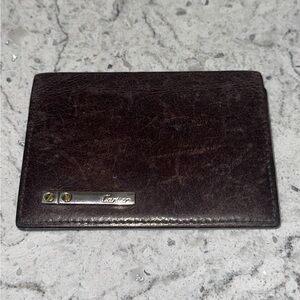 Cartier Dark Brown Leather Card Holder Wallet AUTHENTIC